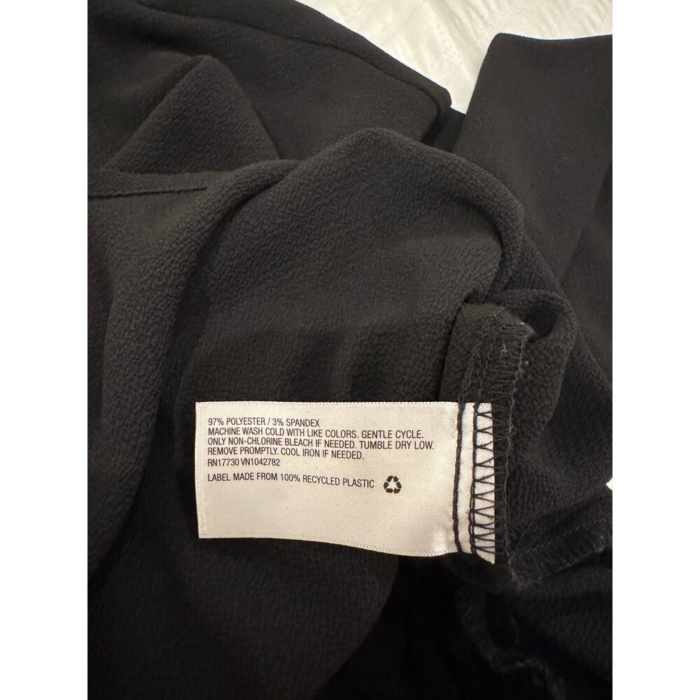 Black Pleated Blouse Pintuck 3/4 Sleeve Stretch Woven Minimalist Small Workwear - Picture 14 of 15